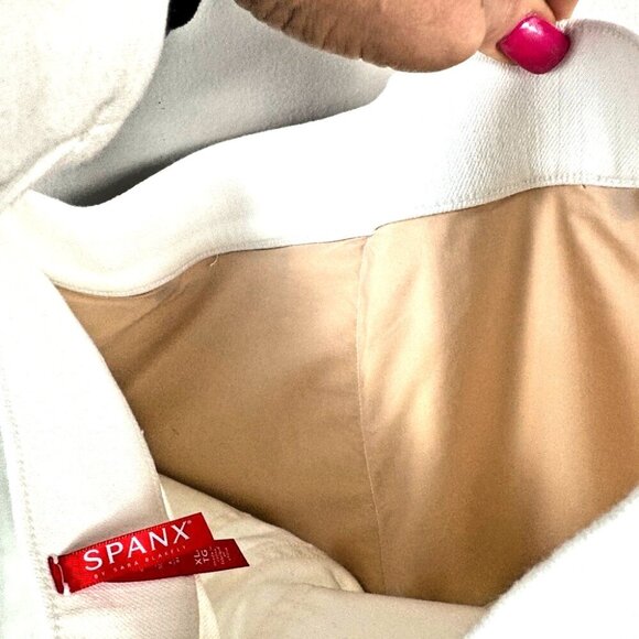 SPANX Shapewear Womens XLarge High‑Waisted White Raw‑Hem Denim Jeggings Slimming - Picture 3 of 8